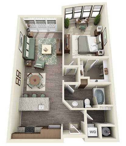 1 bedroom 1 bath Floor Plan Dilworth - Fountains Southend Apartments 1 bedroom 1 bath Floor Plan Dilworth - Fountains Southend Apartments